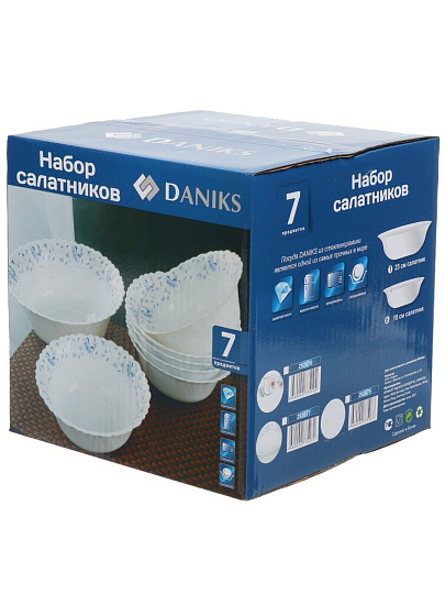Салатник стеклокерамика, круглый, 7 шт, 9 см, 6х17.5, 22.5 см, 0.7, 2 л, Эдем, Daniks, 292677