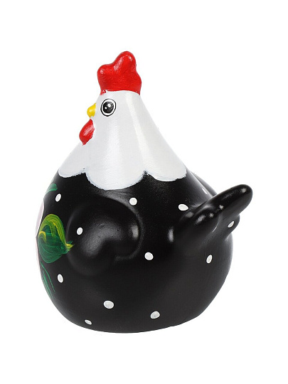 Фигурка декоративная гипс, Курица большая гладкая, 10.8х13.3х14.5 см, с белой головой, черная, 28 2220 0971