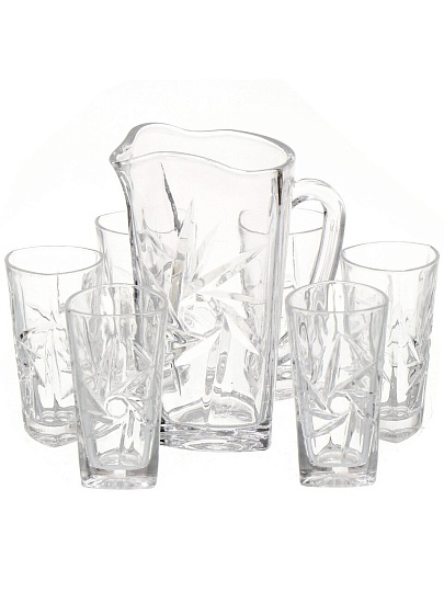 Набор для сока стекло, 7 предметов, кувшин 1200 мл, стакан 300 мл 6 шт, Y4-4903