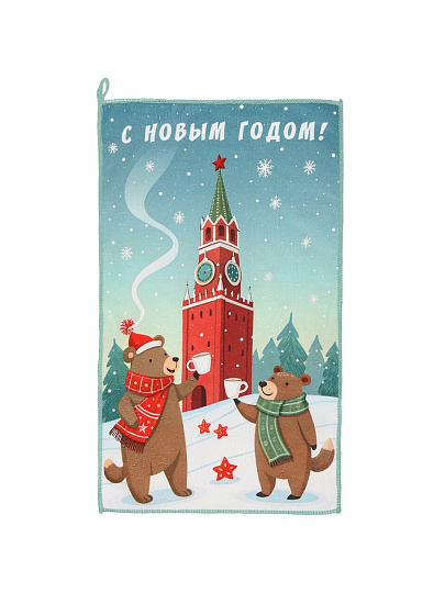 Полотенце кухонное махровое, 30х50 см, 250 г/м2, 100% полиэстер, Новогоднее, Китай, м9070 S