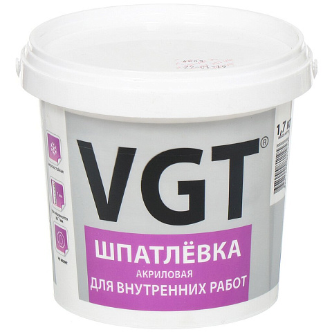 Шпатлевка VGT, акриловая, для внутренних работ, 1.7 кг