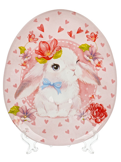 Подставка для яиц, стекло, 24х20.6х1.8 см, 10 ячеек, Пасха. Цветочный зайка, 7258268