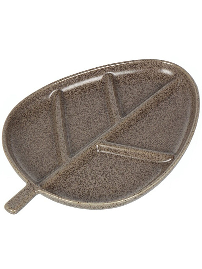 Менажница для сервировки, керамика, 20 см, 5 секций, Billibarri, Dancing Leaves, коричневый матовая, 900-072