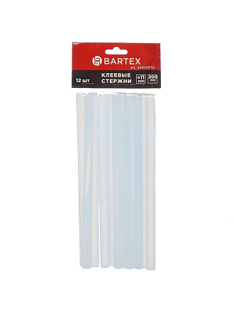 Стержни клеевые для пистолетов 12 шт, диаметр 11х200 мм, прозрачные, Bartex