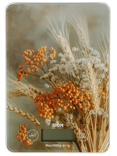 Весы кухонные электронные, стекло, Rion, Осенний букет, точность 1 г, до 5 кг, ZD-7