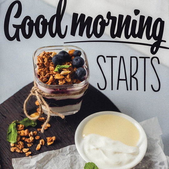 Полотенце кухонное 40х73 см, 190 г/м2, 100% хлопок, саржа, Этель, Доброе утро, Россия, 4136485