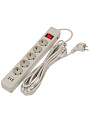 Сетевой фильтр 5 гнезд, 5 м, ПВС, 3х1 мм², с заземлением, 16 А, +2USB +TYPE C, 3.5 кВт, серый, Jett, 171-505