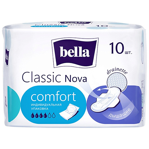 Прокладки женские Bella, Nova Classic Comfort Drainette Air, 10 шт, BE-012-RW10-E08