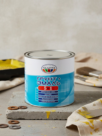 Грунт-эмаль Палитра, по ржавчине, алкидная, желтая, 1.9 кг