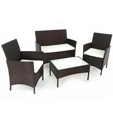 Мебель садовая Т3108 (стол 46.5 см + 2 кресла + диван ротанг)