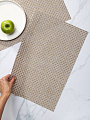 Набор салфеток полимер, 45х30 см, прямоугольный, 4 шт, МП, бежевый, Плетенка, Y4-3315