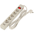 Сетевой фильтр 5 гнезд, 3 м, ПВС, 3х1 мм², с заземлением, 16 А, +2USB +TYPE C 2.0, 3.5 кВт, серый, Jett, 171-603