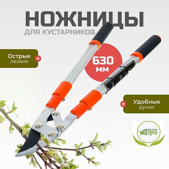 Ножницы садовые для кустарников, 630 мм, Инструм-Агро, НКТО S329A-В, телескопическая штанга, рукоятка алюминий, 010148