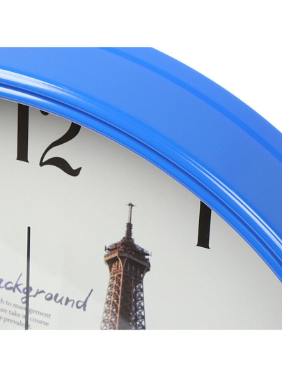 Часы настенные, 30 см, круглые, пластик, стекло, синие, Y6-6090