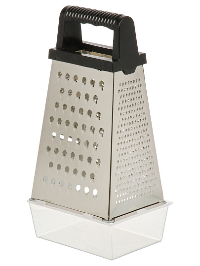 Терка 4 грани, 12х9.6х20.8 см, сталь, рукоятка полипропилен, с контейнером, навеска, Никис, ТН-2ук, 116678, хром