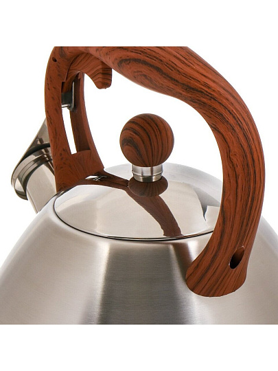 Чайник нержавеющая сталь, 2.7 л, со свистком, сатинированный, ручка бакелитовая, с силиконовым покрытием, Daniks, индукция, PR-2203
