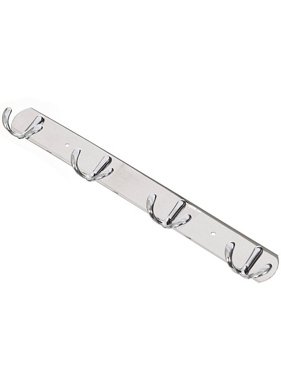 Вешалка настенная 4 крючка, на планке, для ванной комнаты, 30х3.5 см, SPE19159C-5, Y8-2750, хром
