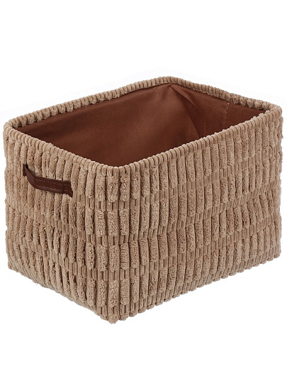 Корзина для хранения, 40х30х26 см, прямоугольная, фланель, коричневая, A190015