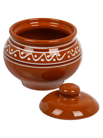 Горшок для запекания керамика, 0.5 л, Псковский Гончар, Русский, НХП-ПС-050, ПГ022-00087793