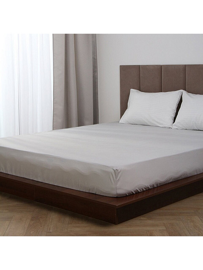 Простыня 2-спальная, 160 х 200 х 25 см, 100% хлопок, поплин, на резинке, Silvano, Тауп