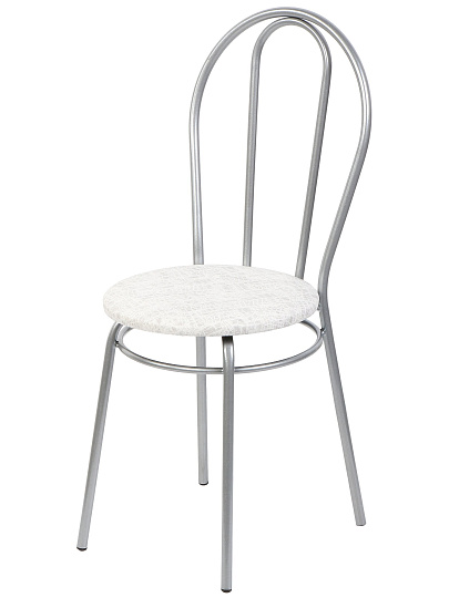 Стул 360х360х450 мм, полимер кожа, мрамор на серебро, сиденье круглое, на металлических ножках, Венский Эконом