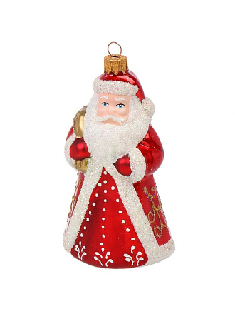 Елочное украшение Дед Мороз большой, 14 см, стекло, ФУ-601