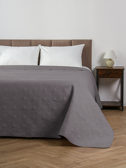 Покрывало 2-спальное, 200х180 см, 100% полиэстер, стеганое, Silvano, Ультрасоник Геометрия, мокрый асфальт