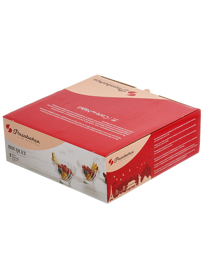 Салатник стекло, круглый, 4 шт, 10.9 см, 0.29 л, Букет, Pasabahce, 530226B