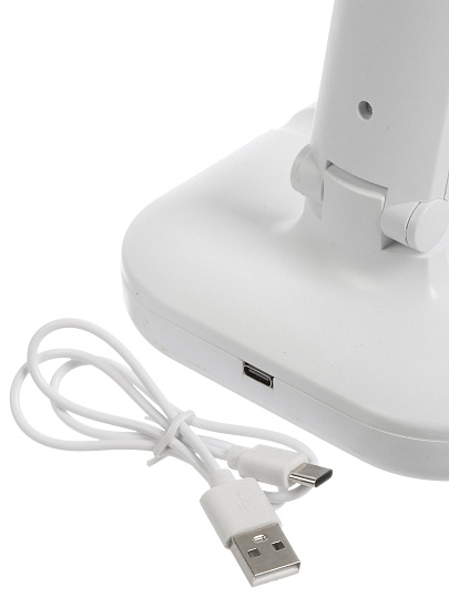 Светильник настольный на подставке, 3 Вт, белый, абажур белый, A100086, USB+аккум+ЗУ