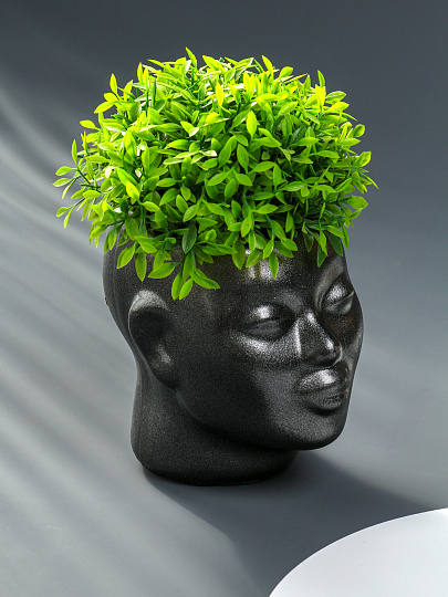 Кашпо гипс, 0.5 л, 16х19 см, мокрый асфальт, Гарденвилл, Нефертити, 369/2