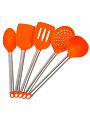 Набор кухонных принадлежностей 5 предметов, силикон, на подставке, оранжевый, Y4-6433 - фото 2