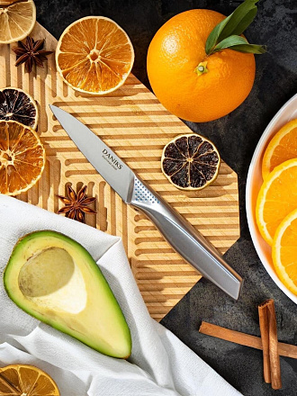 Нож кухонный Daniks, Ocean, для овощей, нержавеющая сталь, 9 см, рукоятка нержавеющая сталь, YYW-A429B-PA