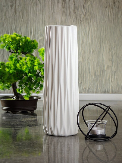 Ваза для сухоцветов керамика, настольная, 34х11 см, Гранение, JC-11809