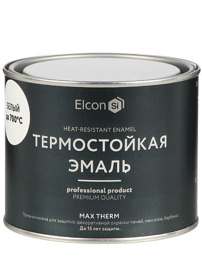 Эмаль Elcon, термостойкая, быстросохнущая, кремнийорганическая, матовая, белая, 0.4 кг, 700°С