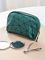 Косметичка полукруглая с ромовидной сеткой, изумрудная 24Х4Х11см, A080077