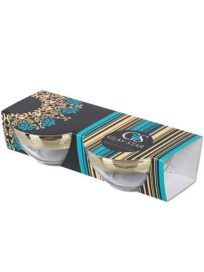 Салатник стекло, круглый, 2 шт, 15.8х7.8 см, подарочная упаковка, Магия, Glasstar, GN38_1449_1