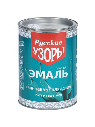 Эмаль Русские узоры, ПФ-115, алкидная, глянцевая, серая, 0.9 кг
