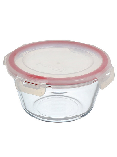 Форма для запекания стекло, 1.05 л, круглая, с пластиковой крышкой, Borcam, BAKE&amp;STORE, 59046