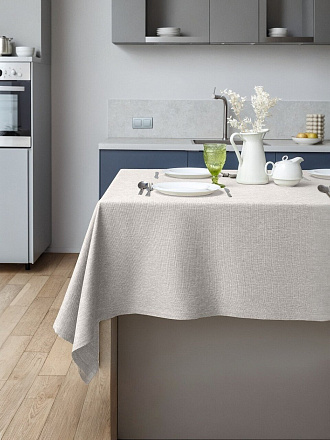 Скатерть 165х200 см, 100% полиэстер, 280 г/м2, Волшебная ночь, Экрю, бежевая