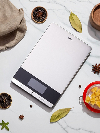 Весы кухонные электронные, нержавеющая сталь, Rion, точность 1 г, до 5 кг, LCD-дисплей, PT-835