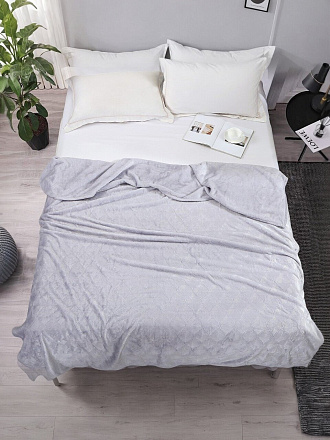 Плед евро, 200х220 см, велсофт жаккард, 100% полиэстер, Silvano, Lotus, серый, 200/007-LOT/LA