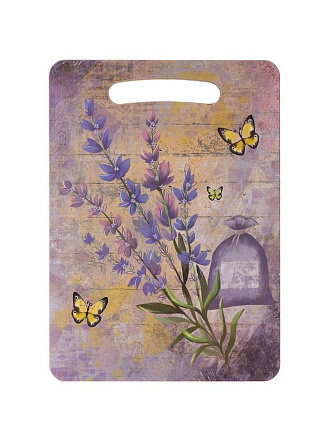 Доска разделочная дерево, 21х29х0.6 см, с ручкой, прямоугольная, Лаванда, Ф-14