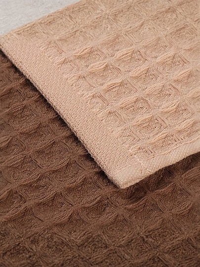 Набор полотенец кухонных 2 шт, 40х50 см, вафельный, 100% хлопок, 300 г/м2, Silvano, Лея, коричневый, Узбекистан