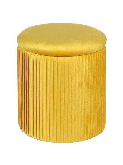 Пуф 32х32х35 см, МДФ, ткань, велюр, до 110 кг, круглый, желтый, Люкс, L030006