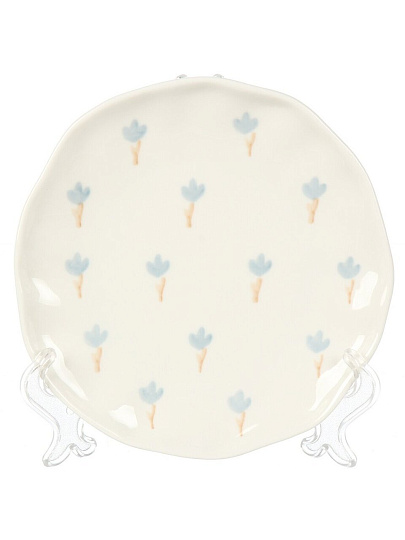 Чайная пара керамика, 2 предмета, на 1 персону, 220 мл, Английский стиль, голубые цветы, ручная работа, блюдце 15х2 см, B060325