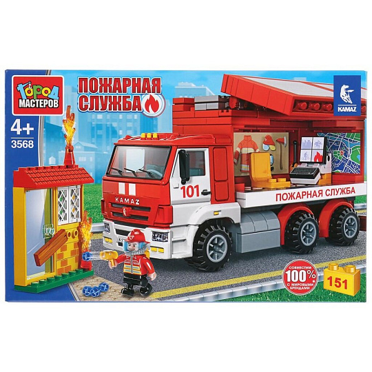 Конструктор Город Мастеров, Камаз мобильный штаб пожарных, 3-5 лет, 151 деталь, 3568-KK