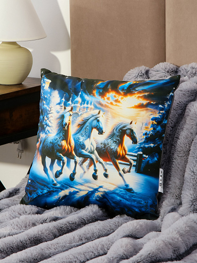 Подушка декоративная, 40х40 см, Новый Год,Тройка, 100% полиэстер