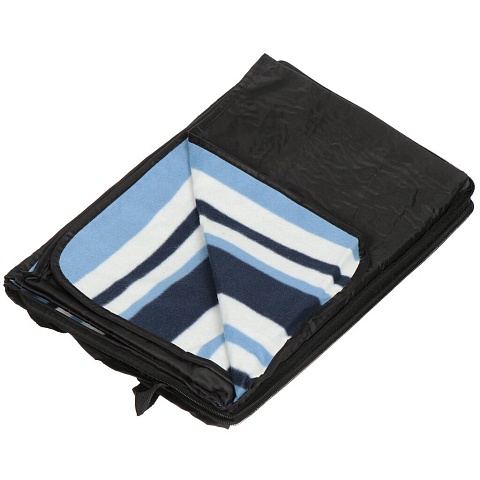 Коврик-сумка для пикника 170х145 см, флис, полиэстер, с ручками, с застежкой-молнией, A-6, сине-белый