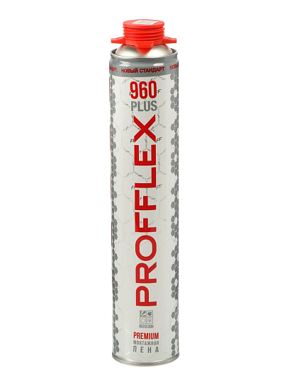 Пена монтажная Profflex, Premium 960 Plus, профессиональная, 65 л, 850 мл, 960 г, всесезонная, 00478