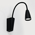 Светильник бра General Lighting Systems, Поэма, 50 Вт, GU10, на 1 лампочку, IP20, 5.5х4 см, на гибком основании, черный, 661943